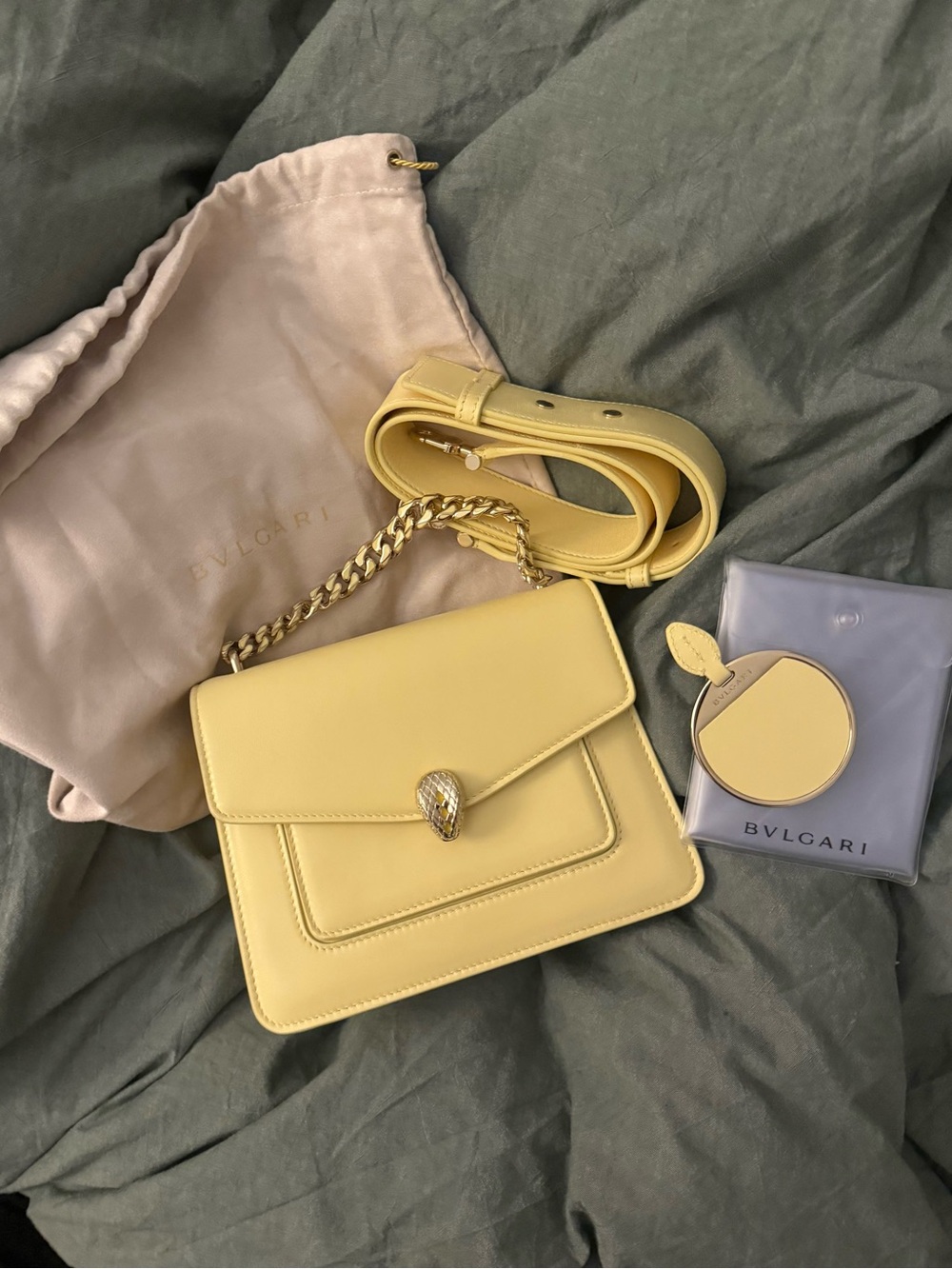 Bvlgari Yellow Calfskin Serpenti Forever Maxi Chain Crossbody Bag - Picture 2 of 15